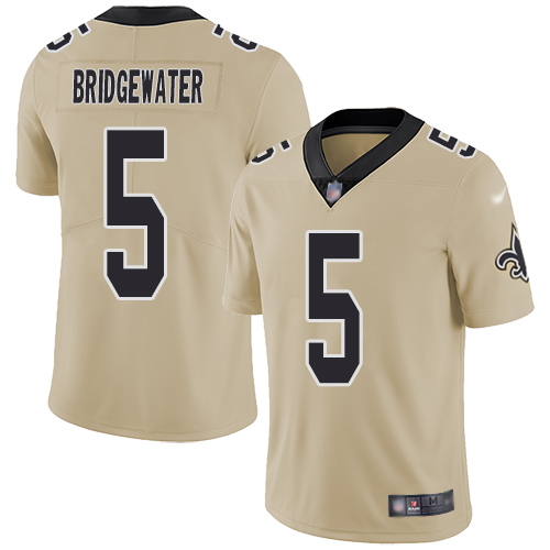 Men New Orleans Saints Limited Gold Teddy Bridgewater Jersey NFL Football #5 Inverted Legend Jersey